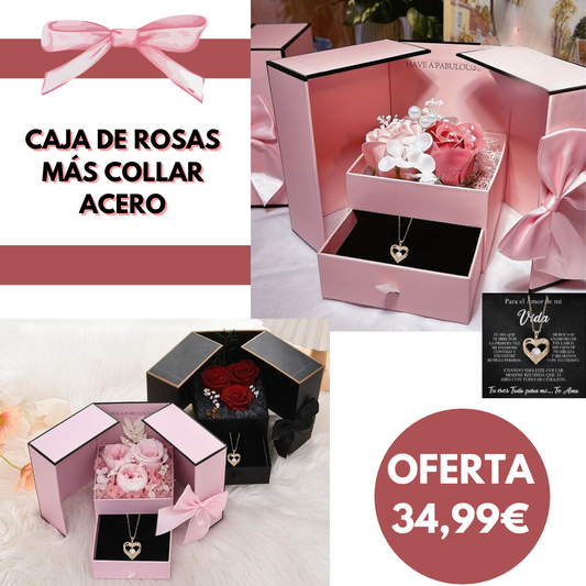Caja de Rosas + Collar🩷🌟